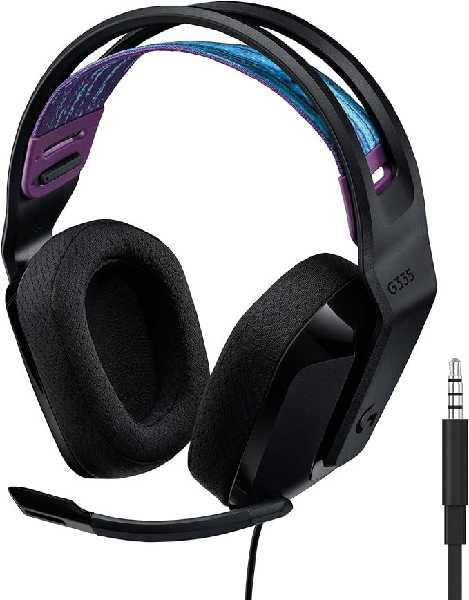 Logitech G G335 Wired Gaming Headset, with Microphone, 3.5mm Audio Jack, Comfortable Memory Foam Earpads, Lightweight, Compatible with PC, PlayStation, Xbox, Nintendo Switch - Black