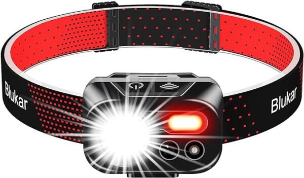 Blukar Head Torch Rechargeable, 2000L Super Bright LED Headlamp Headlight with Sensor Control & 7 Light Modes