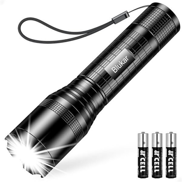 Blukar LED Torch Battery Powered, 2000L Super Bright Adjustable Focus Flashlight, 5 Lighting Modes