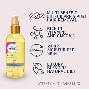 Veet Miraculous Oil, 100ml, Razor Bumps Treatment, Women's Shaving Oil, Dermaplaning Oil For Face, Pre and Post Hair Removal