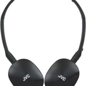 JVC HA-S160M-B Flats Foldable and Compact Headphones in Glossy Trendy Colour, with Switch for Microphone On/Off, Ideal for Teleworking and Online Seminars (Black)