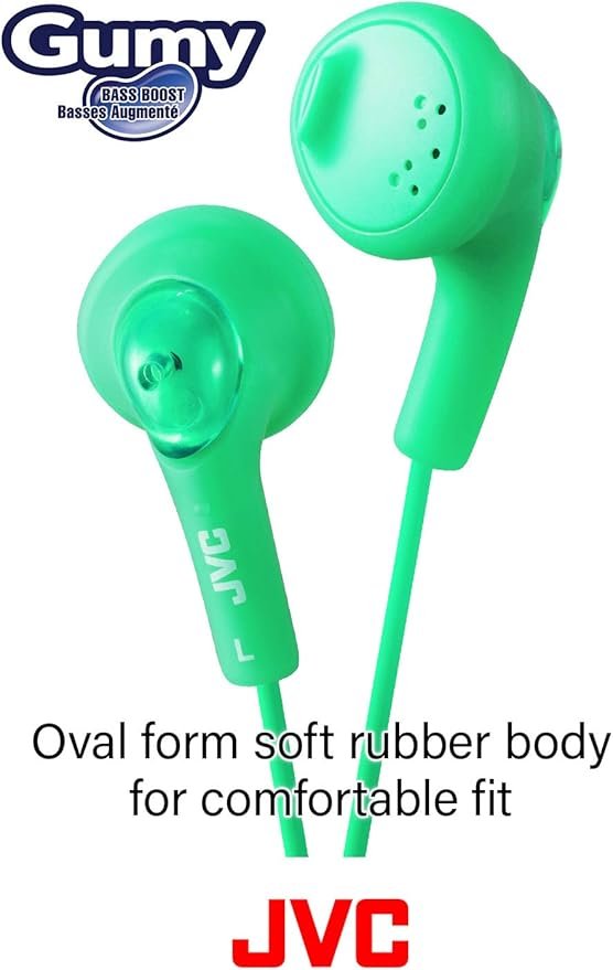 JVC Gumy In-Ear Wired Headphones Earphones Compatible with iPod, iPhone, Samsung - White