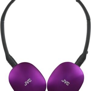 JVC HA-S160M-V Flats Foldable and Compact Headphones in Glossy Trendy Colour, with Switch for Microphone On/Off, Ideal for Teleworking and Online Seminars (Purple)