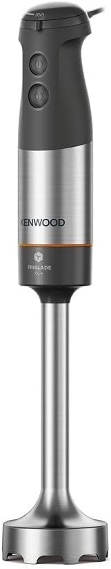 Kenwood Triblade XL Hand Blender, Mixer with Anti-Splash, Chopper 500ml, Metal Whisk and Masher Attachment and BPA-Free Plastic Beaker, HBM60.307GY, Dishwasher Safe, 1000W, Grey