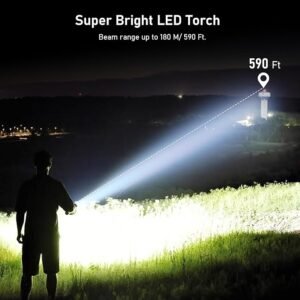 Blukar LED Torch Rechargeable, 2000L Super Bright Flashlight with 5 Modes,Adjustable Focus