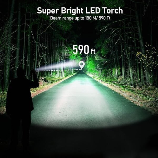 Blukar LED Torch Battery Powered, 2000L Super Bright Adjustable Focus Flashlight, 5 Lighting Modes