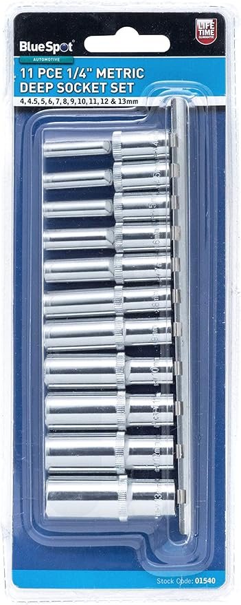 Blue Spot Tools 01540 1/4 Inch Deep Metric Socket Set, multi