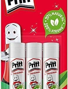 Pritt Glue Stick, Safe & Child-Friendly Craft Glue for Arts & Crafts Activities, Strong-Hold adhesive for School & Office Supplies, 22 g (Pack of 3)