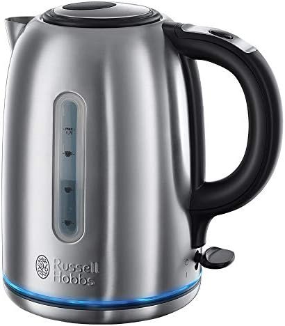 Russell Hobbs Brushed Stainless Steel Electric 1.7L Cordless Kettle (Quiet & Fast Boil 3KW, Removable washable anti-scale filter, Push button lid, Perfect pour spout) 20460