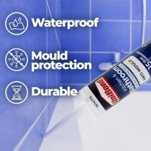 UniBond Anti-Mould White, Waterproof Mould Protection Kitchen & Bathroom Sealant, Long-lasting White Silicone Sealant, Powerful Shower Sealant, 1 x 274g Cartridge