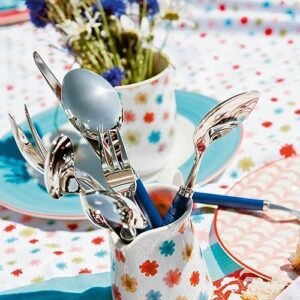 Villeroy & Boch Play! Blue Ocean Cutlery for up to 6 People, 24 Pieces, Stainless Steel, Blue Plastic Handle