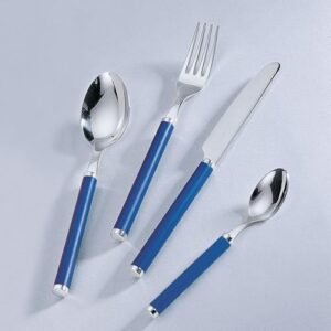 Villeroy & Boch Play! Blue Ocean Cutlery for up to 6 People, 24 Pieces, Stainless Steel, Blue Plastic Handle