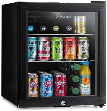 Subcold Super50 LED – Mini Fridge Black | 50L Beer, Wine & Drinks Fridge | LED Light + Lock & Key | Energy Efficient (Black)