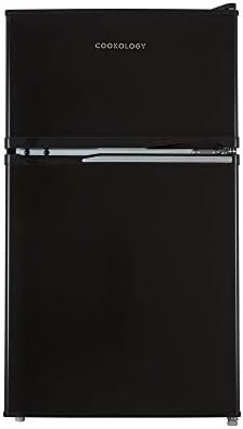 Cookology UCFF87 47cm Freestanding Undercounter Small Fridge Freezer with 2 Doors, 87 Litre, Adjustable Temperature Control, LED Light and a 3 Star Freezer Rating - Black