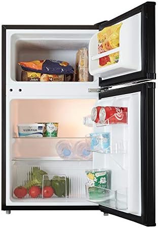 Cookology UCFF87 47cm Freestanding Undercounter Small Fridge Freezer with 2 Doors, 87 Litre, Adjustable Temperature Control, LED Light and a 3 Star Freezer Rating - Black