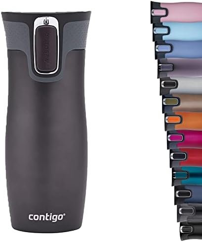 Contigo West Loop Autoseal Travel Mug, Stainless Steel Thermal Mug, Vacuum Flask, Leakproof Tumbler, Coffee Mug with BPA Easy-Clean Lid, 470 ml, Gunmetal