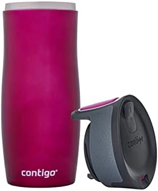 Contigo West Loop Autoseal Travel Mug, Stainless Steel Thermal Mug, Vacuum Flask, Leakproof Tumbler, Coffee Mug with BPA Free Easy-Clean Lid, 470 ml, Raspberry