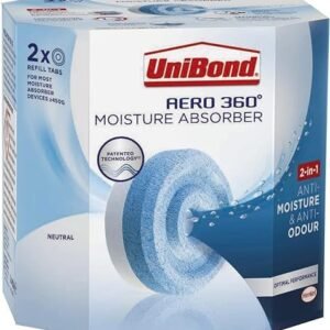 UniBond AERO 360° Moisture Absorber Neutral Refill Tab, ultra-absorbent and odour-neutralising, for AERO 360° Dehumidifier, Condensation Absorbers, Twin Pack (2 x 450g)