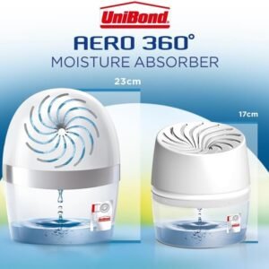 UniBond AERO 360º Moisture Absorber, 1 Device incl. 1 Refill Tab 450g, Ultra-Absorbent Dehumidifier, Helps to Prevent Condensation, Mould & Musty Smells, Recyclable, Refillable Condensation Absorber