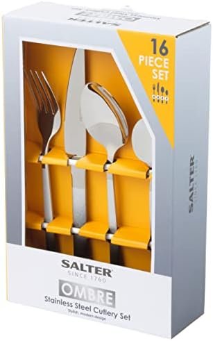 Salter 16-Piece Cutlery Set- Silver Ombre Coated 18/0 Stainless Steel Tableware