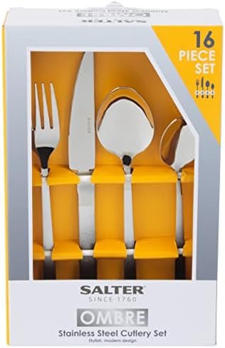 Salter 16-Piece Cutlery Set- Silver Ombre Coated 18/0 Stainless Steel Tableware