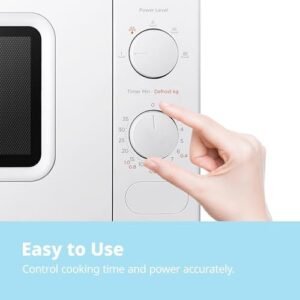 COMFEE' 700W 20L White Microwave Oven With 5 Cooking Power Levels, Quick Defrost Function, And Kitchen Manual Timer - Compact Design CM-M202CC(WH)