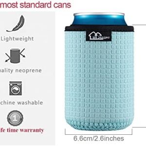 WK IEASON 12oz Standard Can Sleeves Insulators Holder Non-Slip Neoprene Can Cooler for Coco cola, White Claw and More(Green/Light Blue/Grey/Black)