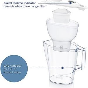 BRITA Aluna Water Filter Jug [colour] (2.4L) incl. 1x MAXTRA PRO All-in-1 cartridge - fridge-fitting jug with digital LTI - now in sustainable Smart Box packaging