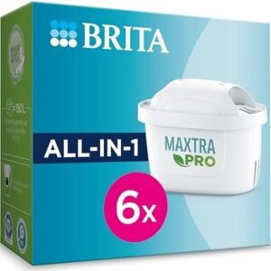 BRITA MAXTRA PRO All-in-1 Water Filter Cartridge 6 Pack (New) - Original BRITA Refill reducing impurities, Chlorine, PFAS, pesticides and limescale for tap Water with Better Taste