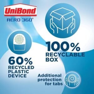 UNIBOND AERO 360° Moisture Absorber Neutral Refill Tab, Ultra-Absorbent and Odour-neutralising, for AERO 360° Dehumidifier, Condensation Absorbers, Pack of 6 (6 x 450g)