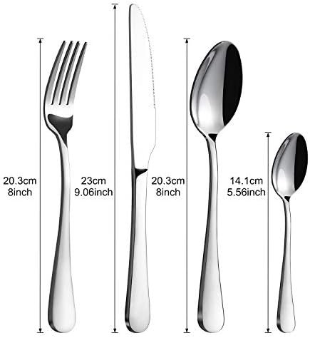 Cutlery Set, BEWOS 24-Piece Stainless Steel Flatware Set, Tableware Silverware Set with Spoon Knife and Fork Set, Service for 6, Dishwasher Safe/Easy Clean, Mirror Polished
