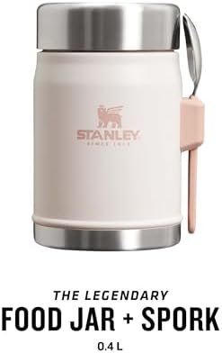 Stanley Classic Legendary Food Jar 0.4L with Spork - Keeps Cold or Hot For 7 Hours - BPA-Free Stainless Steel Soup Flask - Leakproof - Dishwasher Safe - Rose Quartz