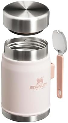 Stanley Classic Legendary Food Jar 0.4L with Spork - Keeps Cold or Hot For 7 Hours - BPA-Free Stainless Steel Soup Flask - Leakproof - Dishwasher Safe - Rose Quartz