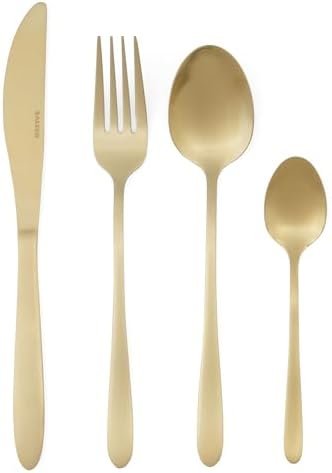 Salter Gold Cutlery Set, Chiltern Steel Flatware Set for 4 People, Knife & Fork Silverware