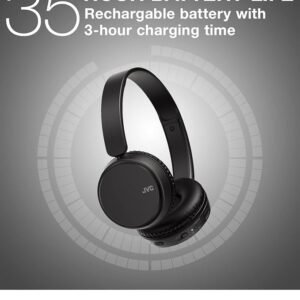 JVC HA-Z37W-A Wireless Bluetooth On Ear Headphones, 35 hours of wireless listening time, Soft ear-pads for a secure and comfortable fit, Bass boost function for dynamic bass sound (on/off) (Blue)