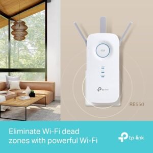 TP-Link Mesh WiFi Range Extender, Ultraxtend WiFi Booster, AC1900 Mbps WiFi Internet Repeater with Gigabit Port, Intelligent Signal Light, Power Schedule, Tether APP, Easy Setup, UK Plug (RE550) White