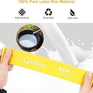 Gritin Resistance Bands, [Set of 5] Skin-Friendly Resistance Fitness Exercise Loop Bands with 5 Different Resistance Levels - Carrying Case Included - Ideal for Home, Gym, Yoga, Training