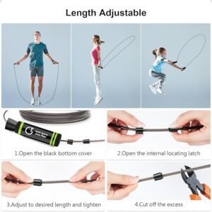 Gritin Skipping Rope, Speed Jump Rope Soft Memory Foam Handle Tangle-free Adjustable Rope&Rapid Ball Bearings Fitness Workouts Fat Burning Exercises Boxing for Adults, Kids - Length Adjuster Included.