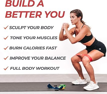 Coresteady Resistance Bands Set of 5 - Mini Fitness & Loop Exercise Band for Men & Women - Yoga, Body & Gym Sport Resistance Loop Bands for Strength, Muscle & Tone - With E-Guide & Travel Bag