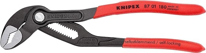 Knipex Cobra® High-Tech Water Pump Pliers grey atramentized, with non-slip plastic coating 180 mm 87 01 180
