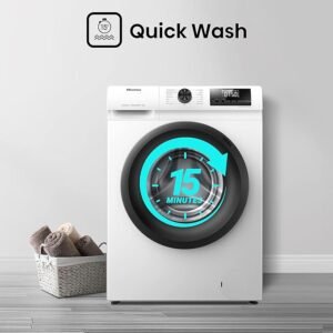 Hisense-WFQP6012EVM-Freestanding-6 KG-Front Load Durable Inverter Washing Machine-Steam Wash-Quick Wash-15 Washing Programs-1200 RPM-White-Energy Rating C [Energy Class C]