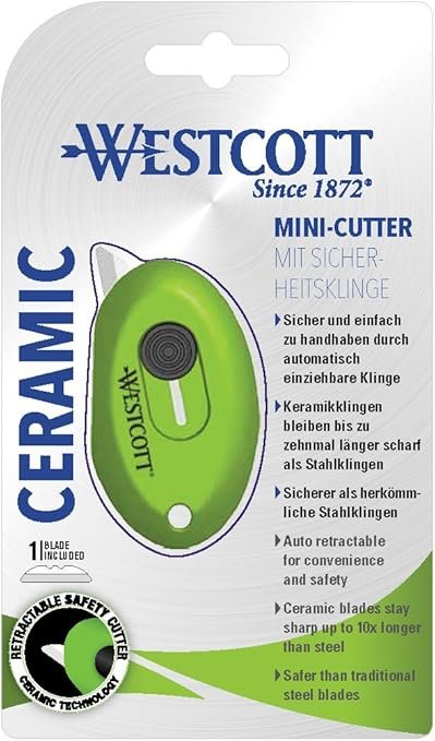 Westcott Mini Utility Ceramic Safety Blade Cutter - Green